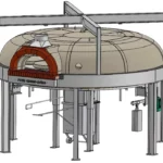 Wood-fired pizza oven 2000R with a rotating floor and rotating trays