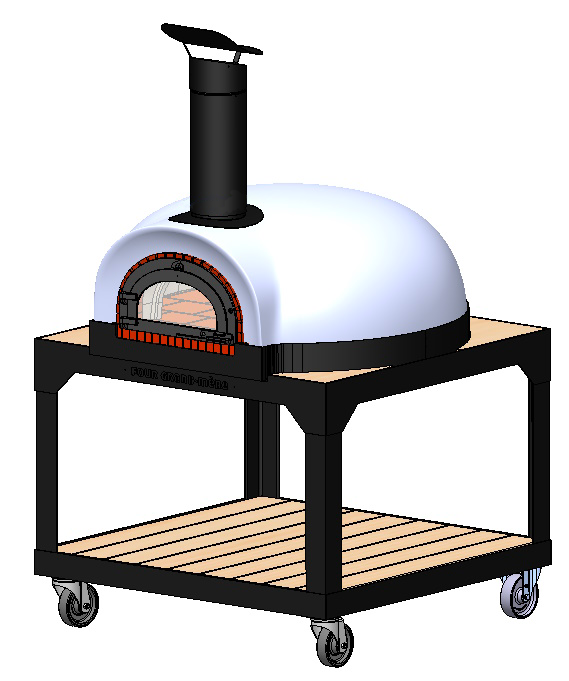 plan 3d Four à bois mobile nestor 950 pour les professionnels